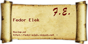 Fedor Elek névjegykártya