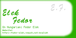 elek fedor business card